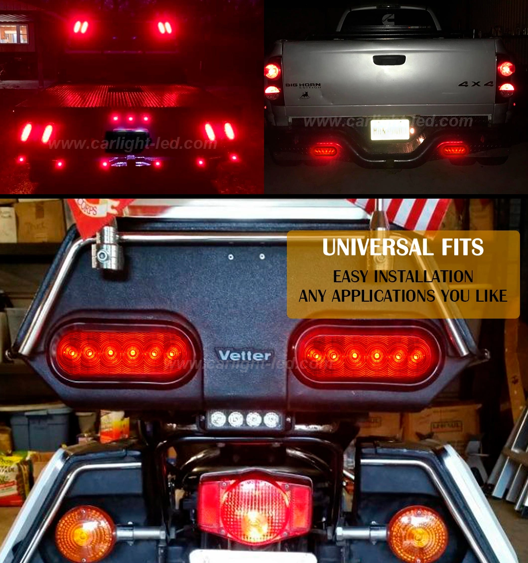 6" LED Waterproof Oval Red Trailer Lights Rear Stop Turn Signal Parking Tail Brake Lights for Boat Trailer Truck RV