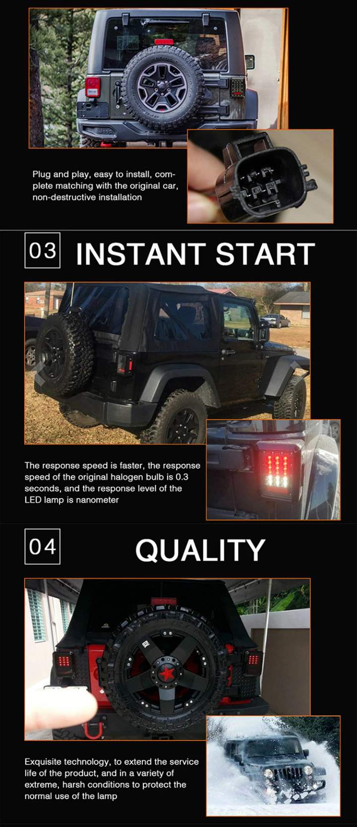 Stop Licence Jeep Yj Tj Jk Cj Backup Reverse Wholesale Truck Jeep Trailer LED Tail Lights