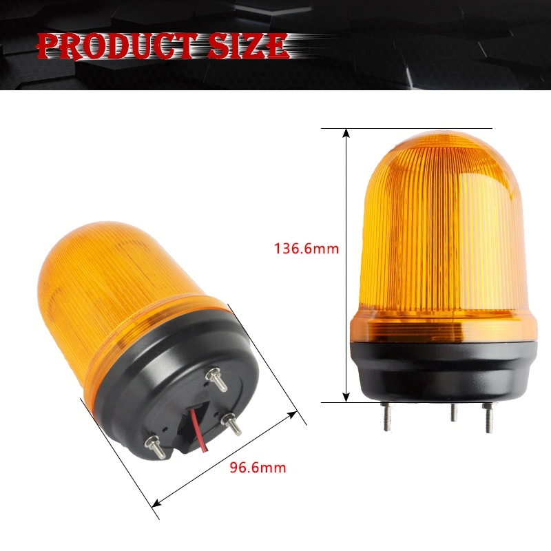 3.7 Inch Amber Emergency Revolving Rotary Warning Strobe Beacon Light for Heavy Duty