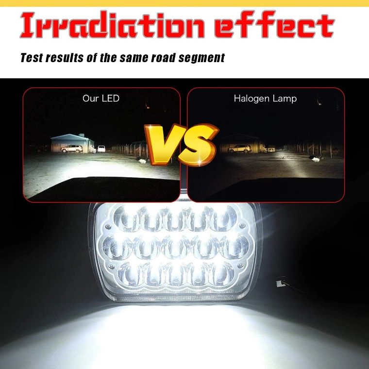 7X6 5X7 45W Rectangular Sealed Beam Car LED Headlight 15 LEDs Work Light Epistar 3030 CREE Auxiliares Auto Moto Alta Baja Faro LED