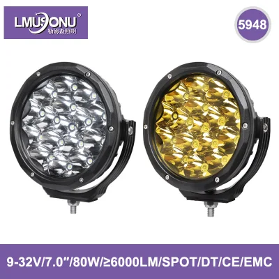 5948 Novas luzes de condução LED de 80W 7,0 polegadas 6000lm Spot Beam com conector Dt para carros fora de estrada, caminhões, ônibus, veículos