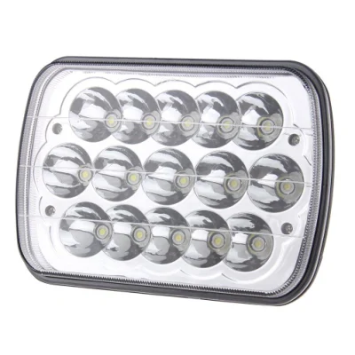 7X6 5X7 45W Feixe Selado Retangular Farol de Carro LED 15 LEDs Luz de Trabalho Epistar 3030 CREE Auxiliares Auto Moto Alta Baja Faro LED