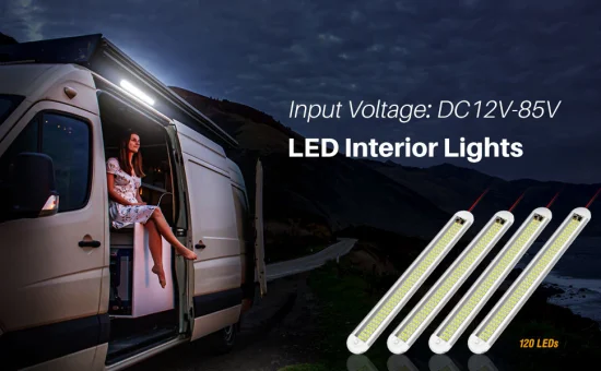 RV Teto do carro 120 LED Light 12V/24V Bright Strip Dome Light Luz de teto interior 12W com interruptor liga/desliga Lâmpada LED para caminhão Cargo Van fechado