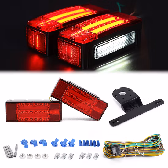 Luz de engate de reboque de caminhão retangular para parar/girar/traseira e ré/ré